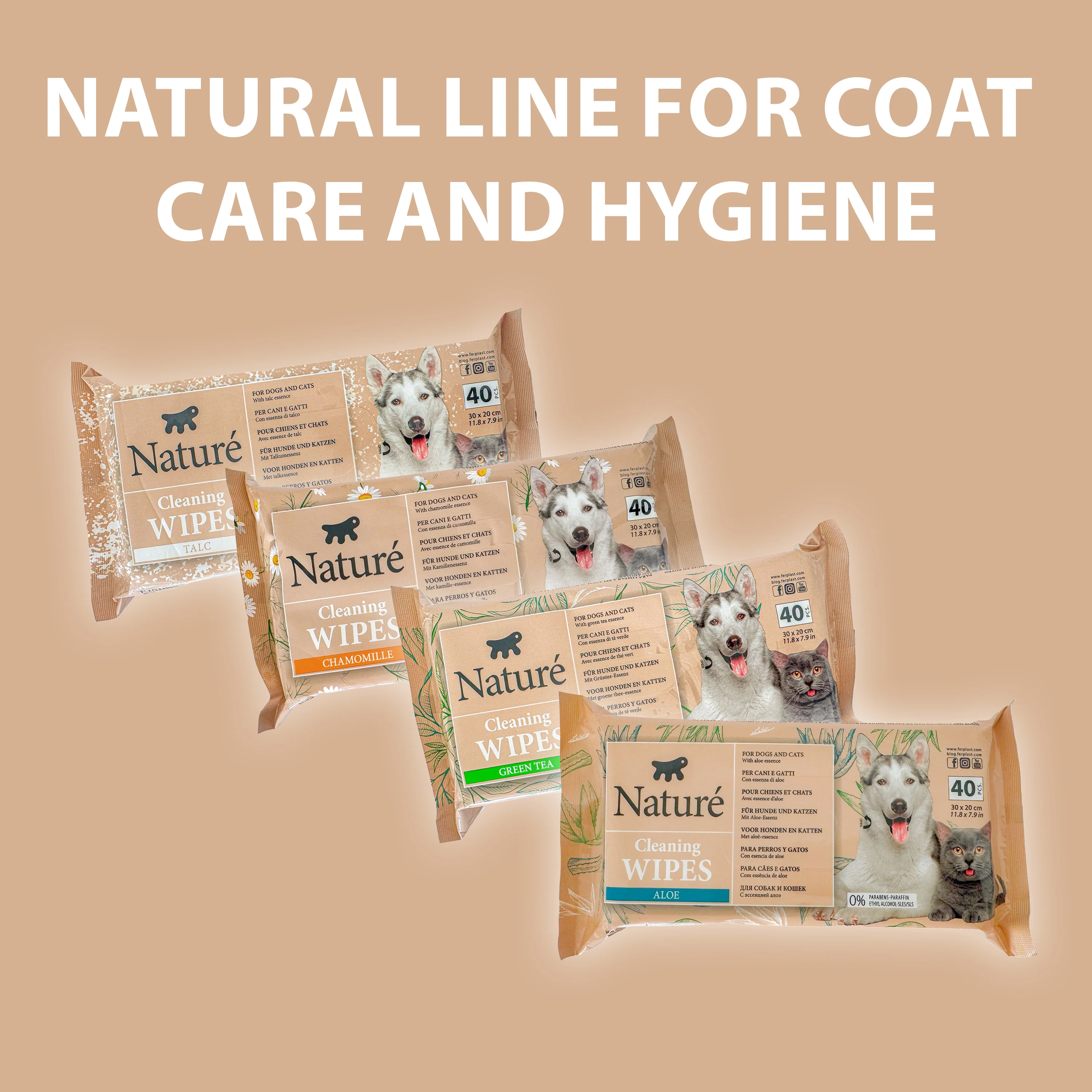SALVIETTE AL TÈ VERDE PER CANI E GATTI NATURÉ  (X40) - Image 7